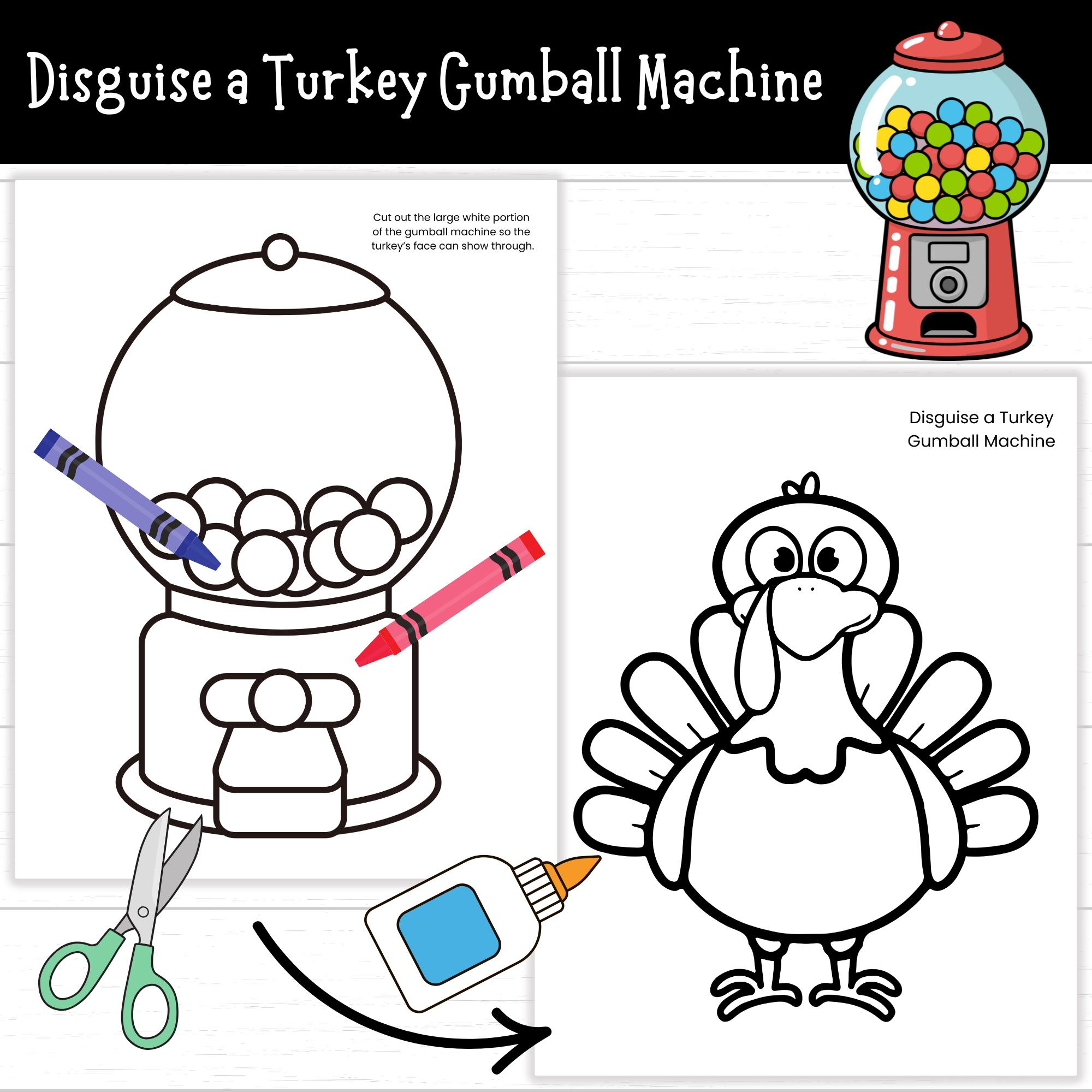 Disguise A Turkey Gumball Machine, Gumball Turkey Disguise intended for Turkey Disguise Gumball Machine Template