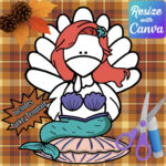 Disguise A Turkey  Mermaid Disguise Resizable!   Etsy Regarding Mermaid Turkey Template