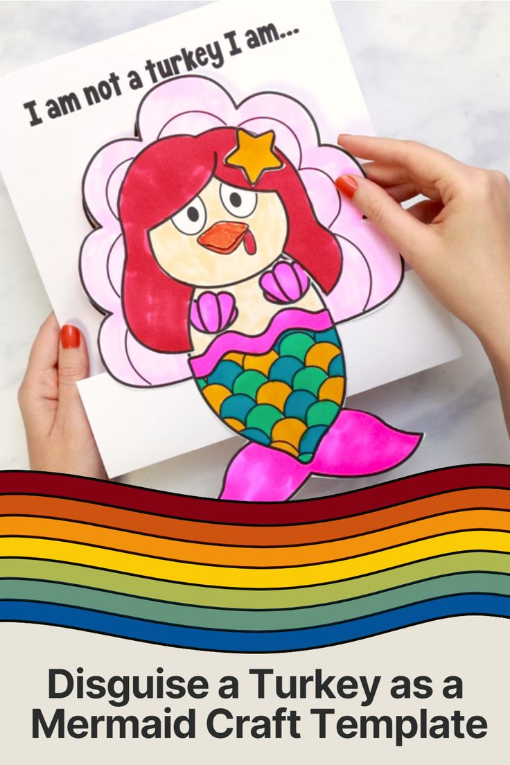 Disguise A Turkey Mermaid Printable Project throughout Disguise a Turkey Mermaid Template Printable