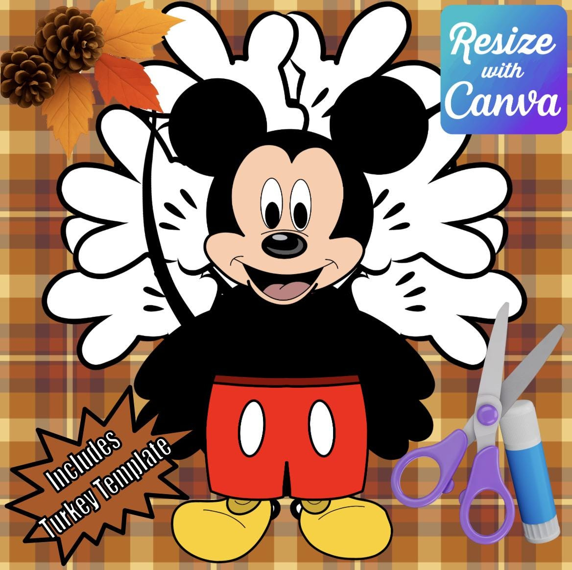 Disguise A Turkey- Mouse Disguise-Resizable! - Etsy Denmark throughout Mickey Mouse Turkey Disguise Template
