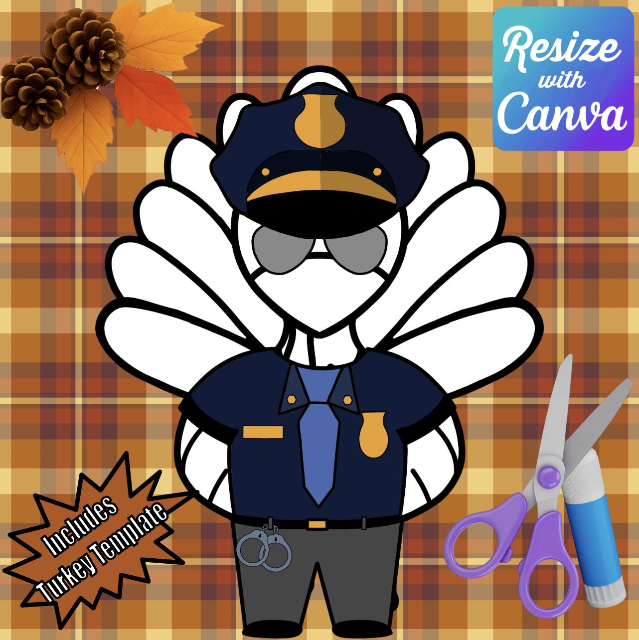 Disguise A Turkey- Police Officer Disguise-Resizable! - Etsy with Disguise Template Printable Police Turkey Disguise