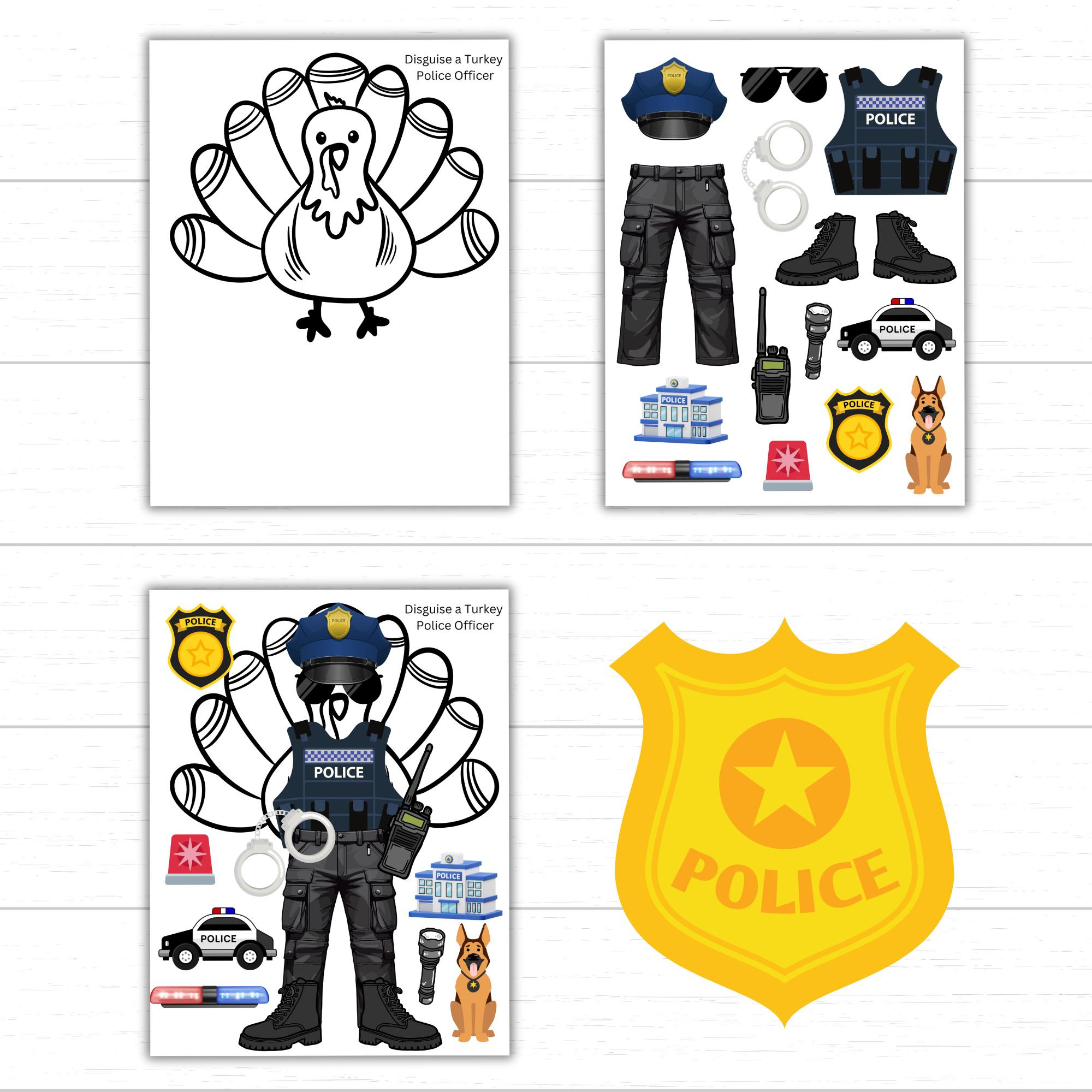 Disguise A Turkey Police Officer, Police Officer Turkey, Disguise in Disguise The Turkey Template Police Officer