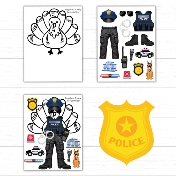 Disguise a Turkey Police Officer Template