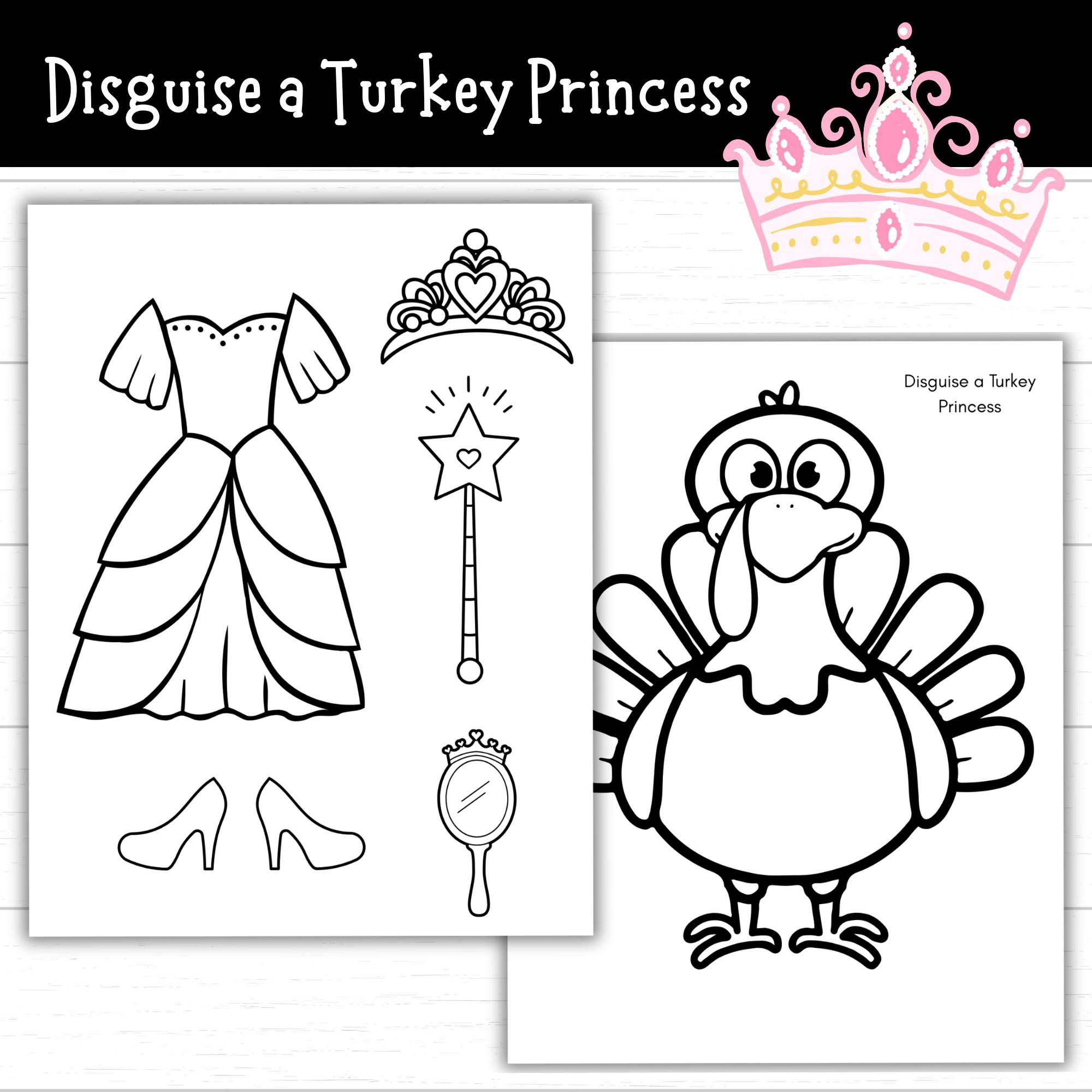 Disguise A Turkey Princess, Princess Turkey Disguise Coloring Page throughout Princess Turkey Disguise Template