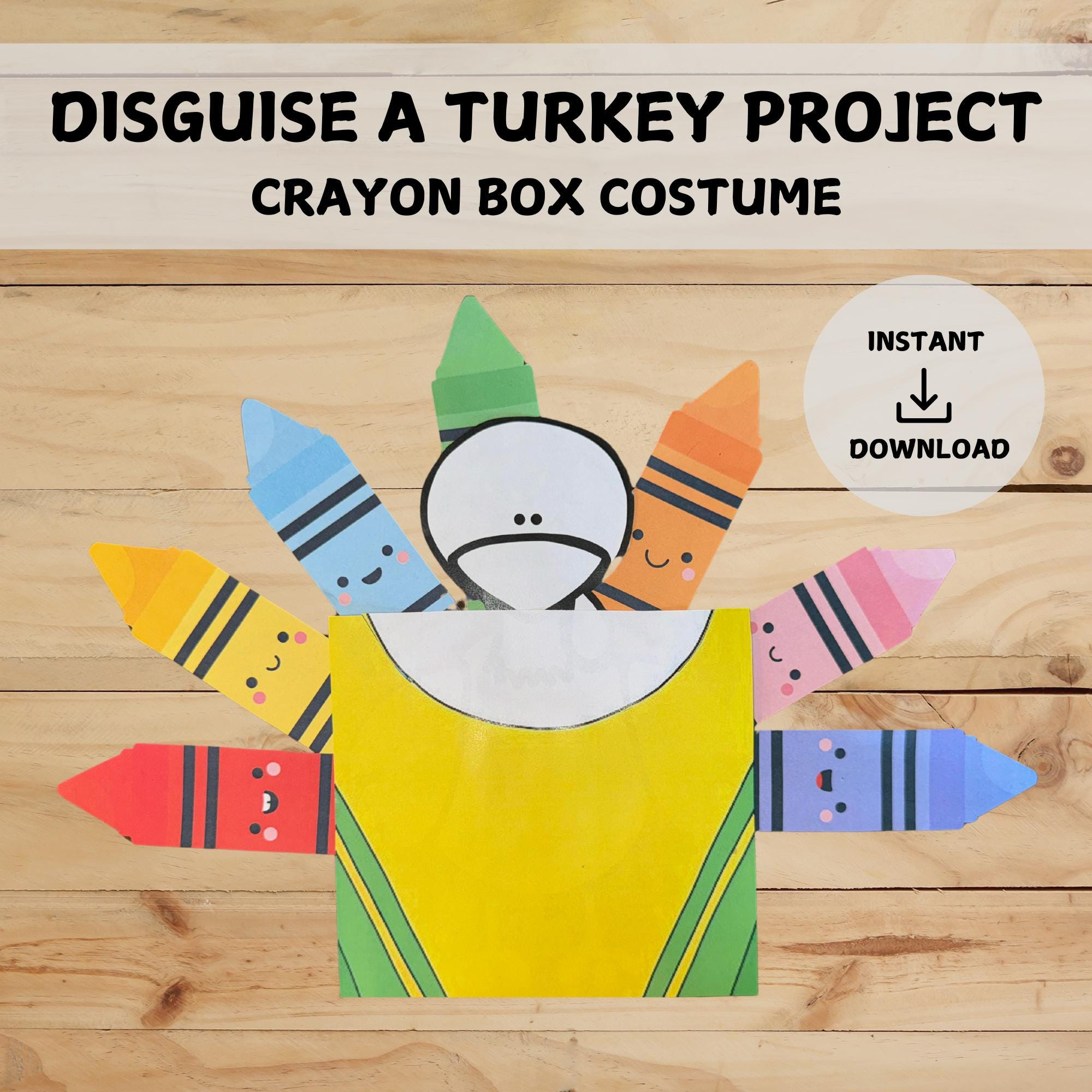 Disguise A Turkey Project | Crayon Box Disguise | Digital Instant intended for Disguise a Turkey Crayon Box Template