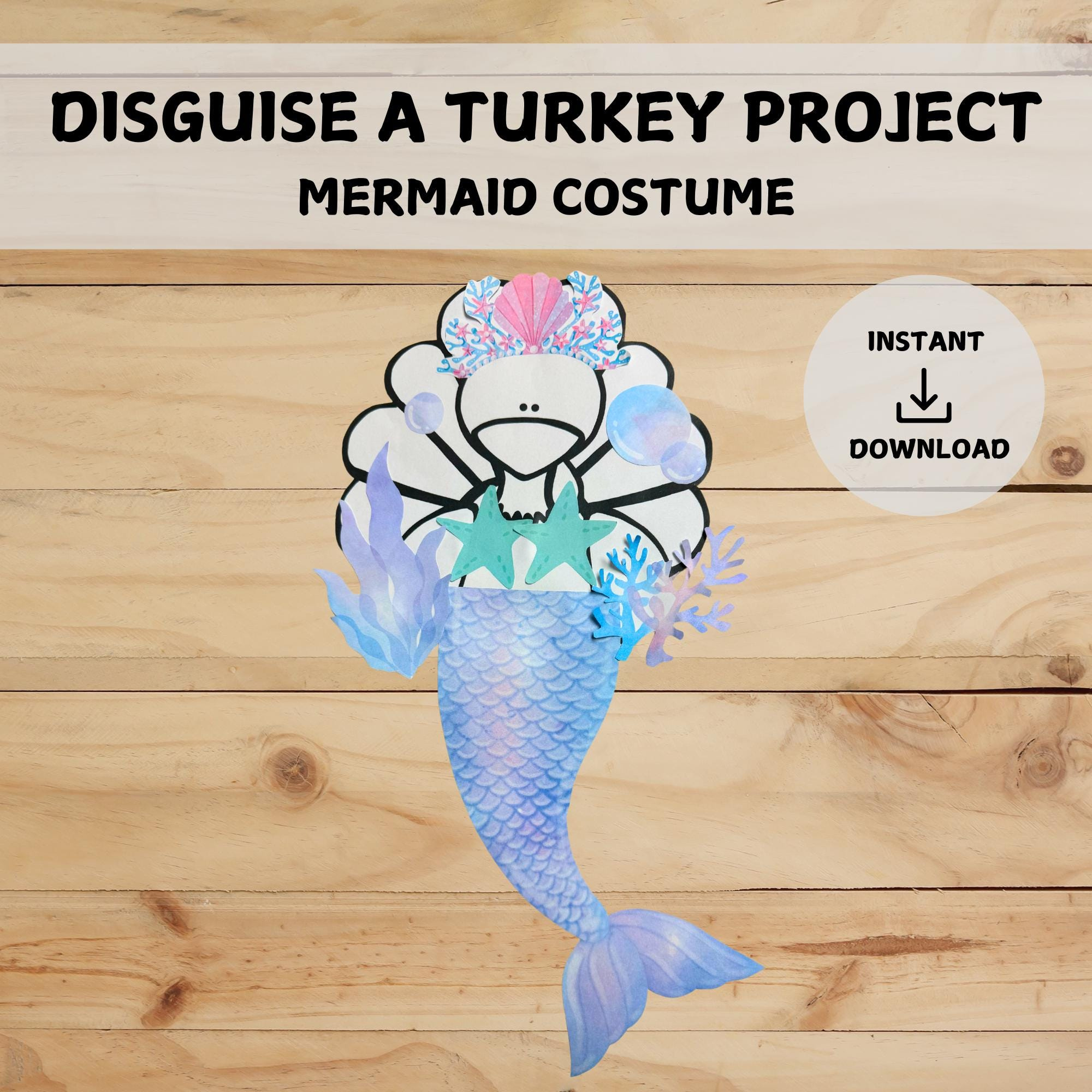 Disguise A Turkey Project | Mermaid Disguise | Pastel Ocean Theme throughout Turkey Disguise Mermaid Template