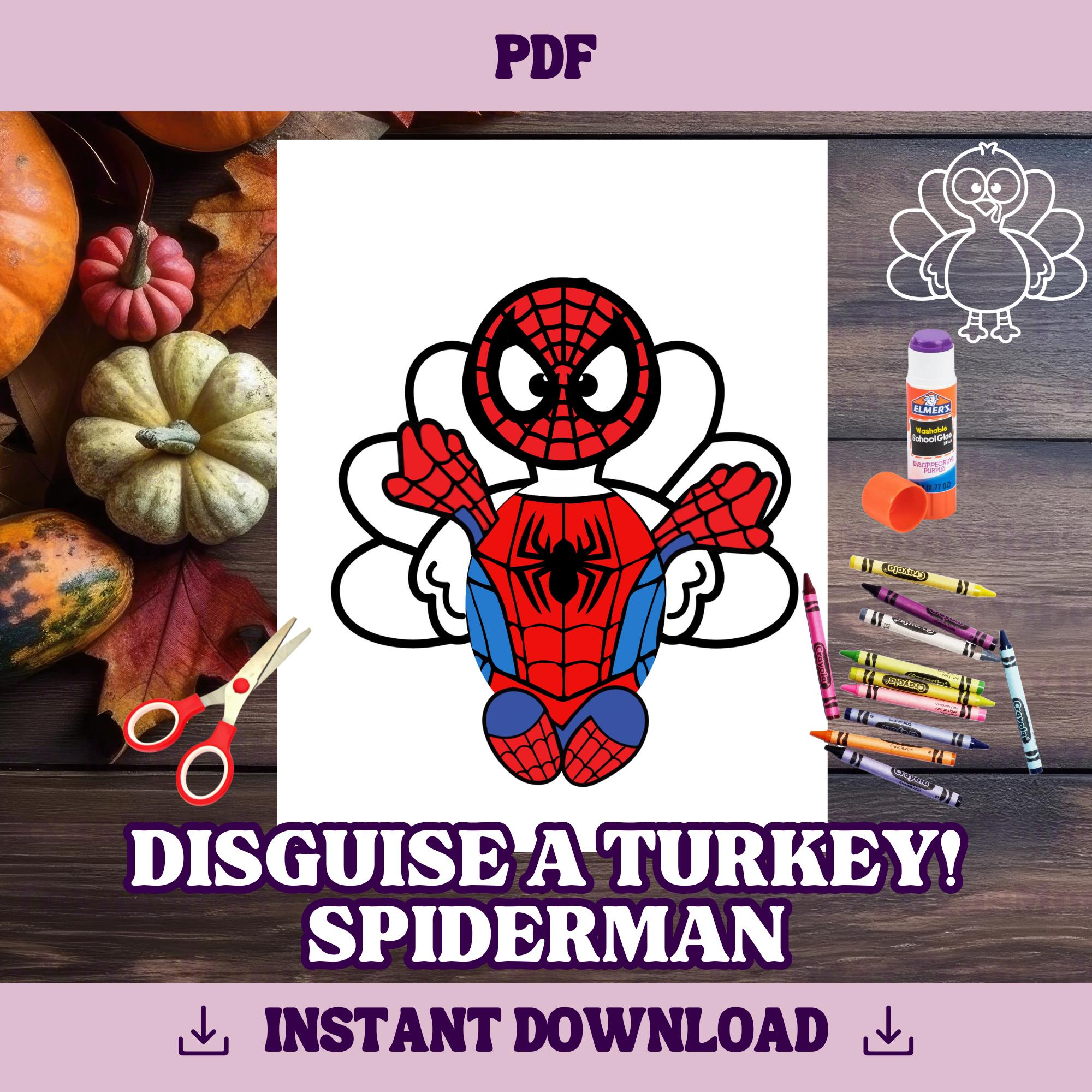Disguise A Turkey-Spiderman Template | Thanksgiving Craft with regard to Disguise Template Printable Spiderman Turkey Disguise