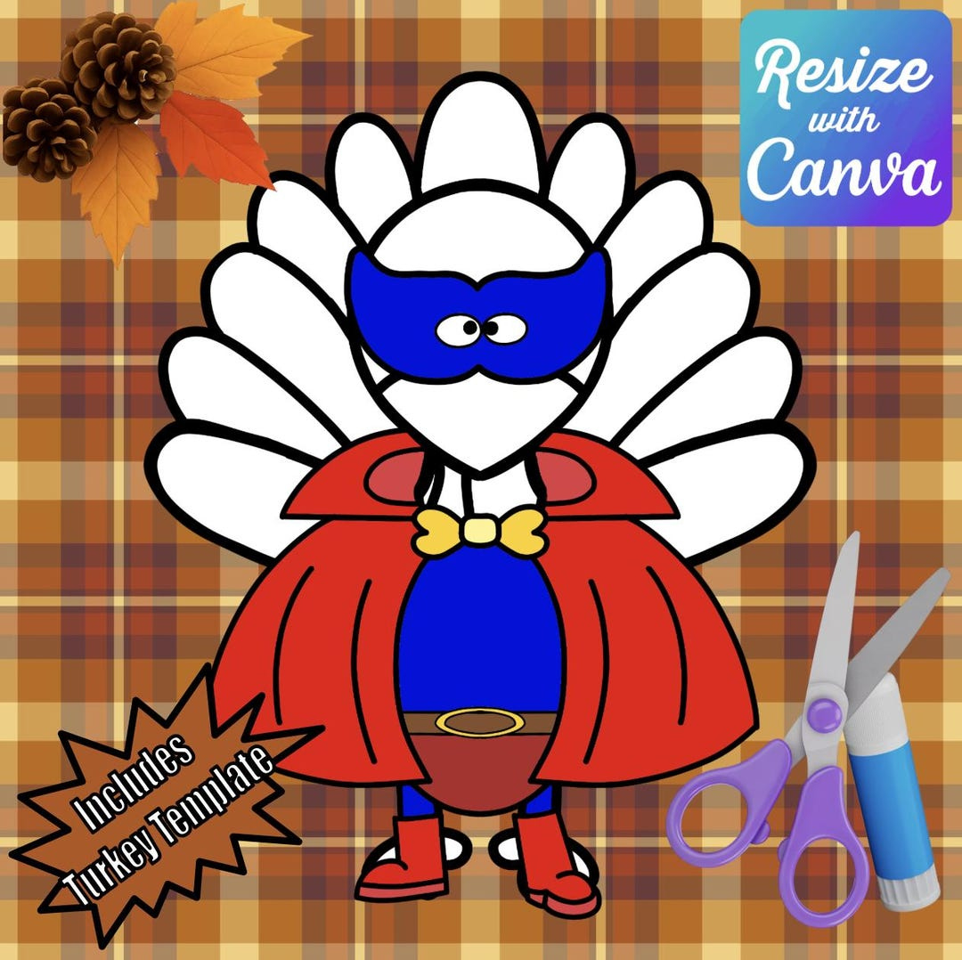 Disguise A Turkey-Superhero Disguise-Resizable! - Etsy pertaining to Disguise A Turkey Wonder Woman Template