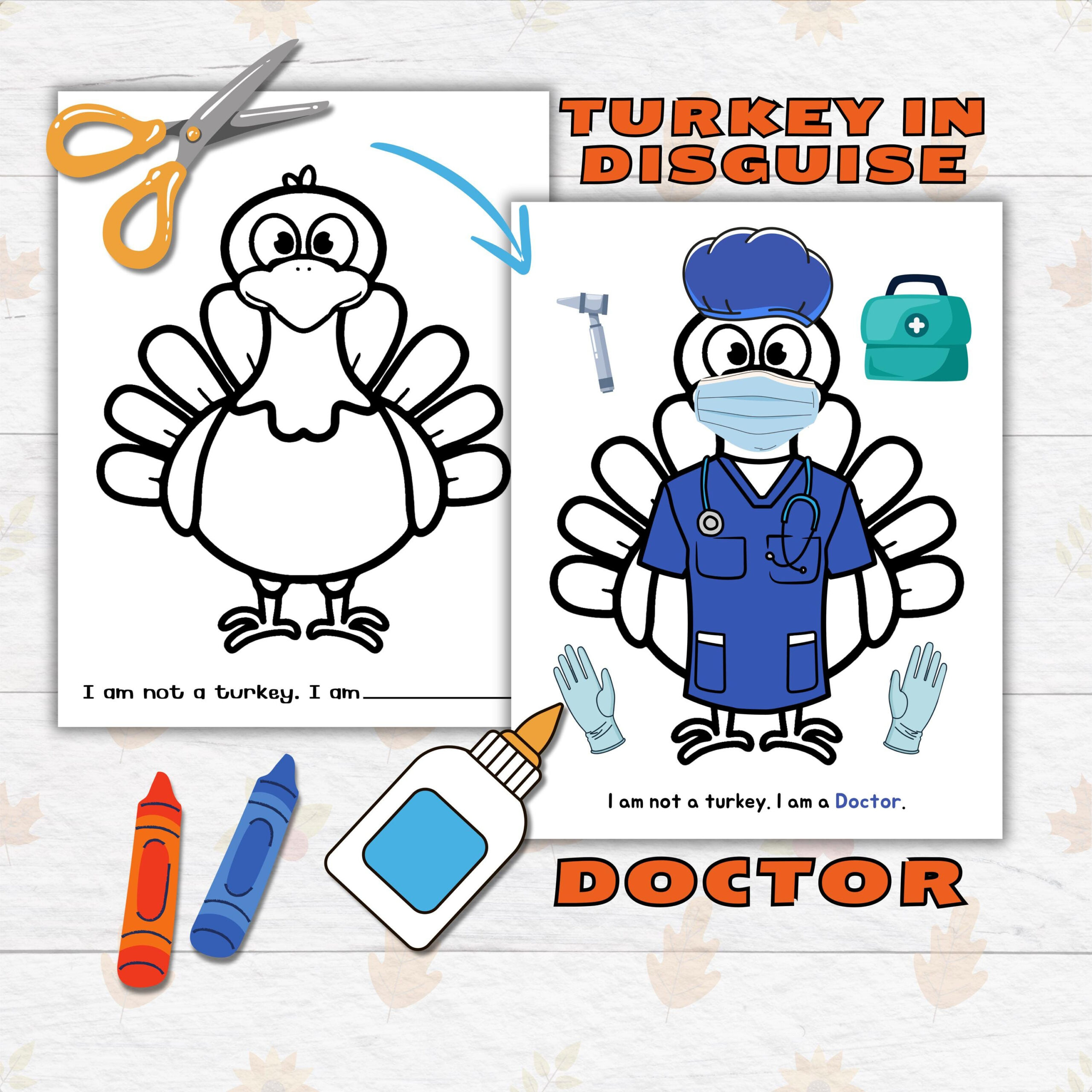Disguise A Turkey Thanksgiving Printable Craft For Kids And with Disguise A Turkey Doctor Template