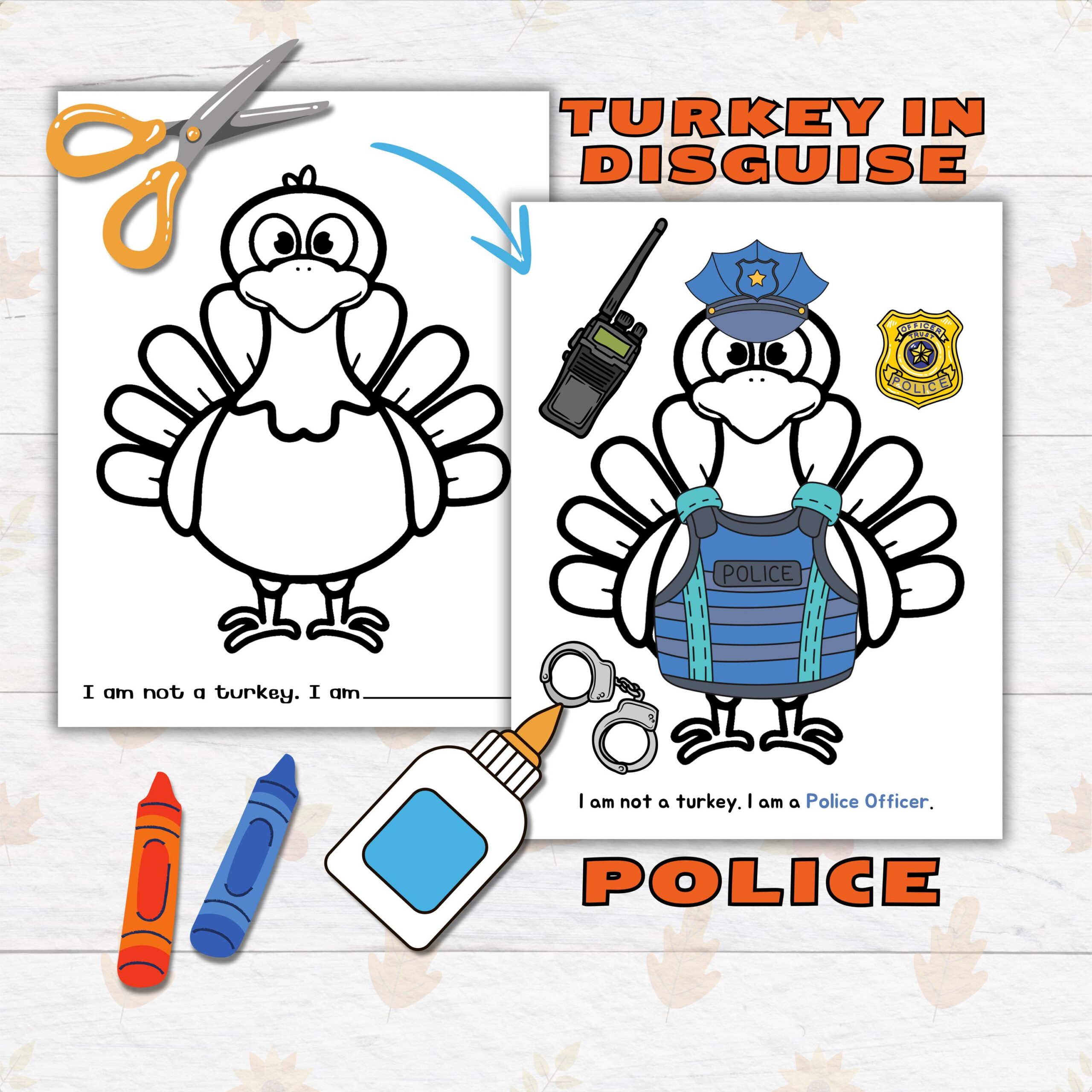 Disguise A Turkey Thanksgiving Printable Craft For Kids And with regard to Disguise Template Printable Police Turkey Disguise