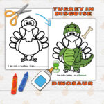 Disguise A Turkey Thanksgiving Printable Crafts For Kids And With Disguise Template Printable Dinosaur Turkey Disguise