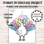 Disguise A Turkey, Turkey In Disguise Printable, Thanksgiving In Disguise A Turkey Unicorn Template