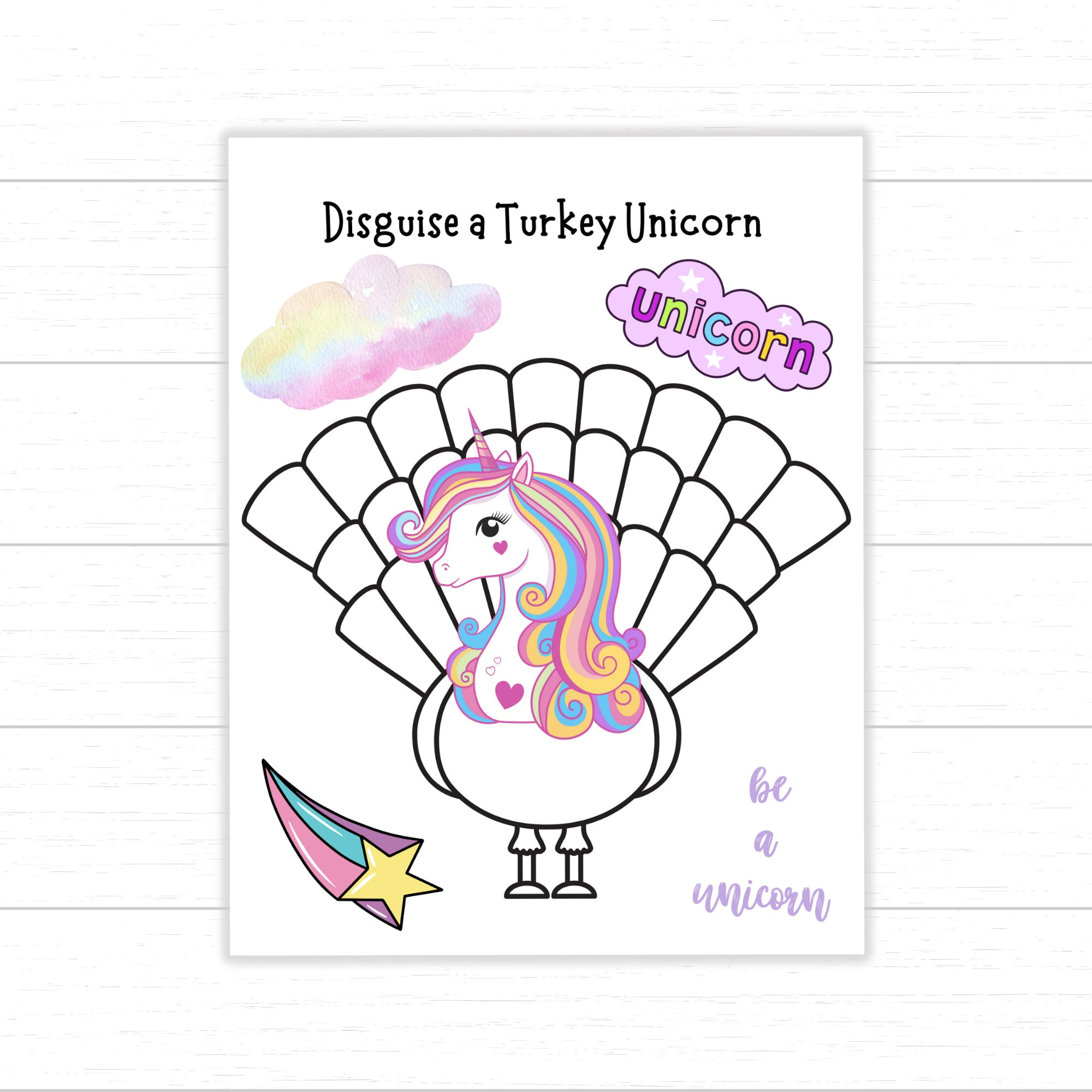 Disguise A Turkey Unicorn Craft, Printable Thanksgiving Activity for Disguise a Turkey As a Unicorn Template