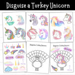 Disguise A Turkey Unicorn Craft, Printable Thanksgiving Activity Throughout Unicorn Turkey Disguise Template Printable