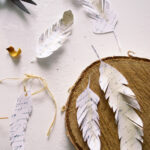 Diy French Script Paper Feathers Project + Free Printable Pertaining To Diy Paper Feather Template