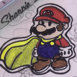 Doodle Of Paper Mario With The Cape Feather Power Up. I'M Not The In Super Mario Feather Template