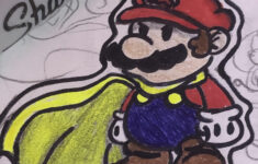 Doodle Of Paper Mario With The Cape Feather Power-Up. I'M Not The in Super Mario Feather Template