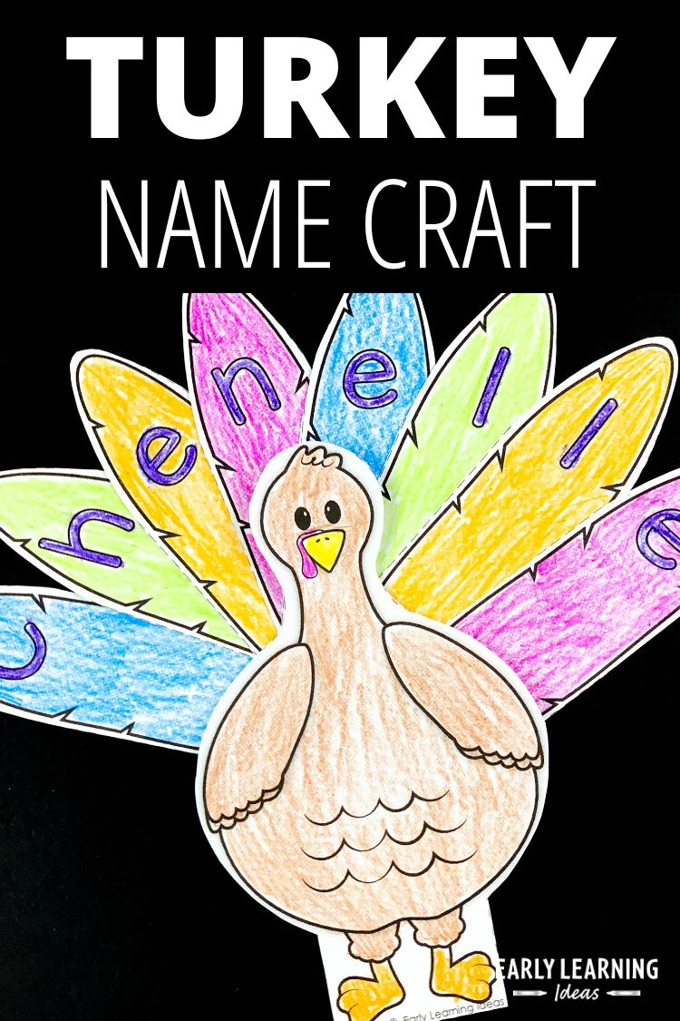 Easy Editable Thanksgiving Turkey Name Craft For Kids intended for Name Turkey Craft Template