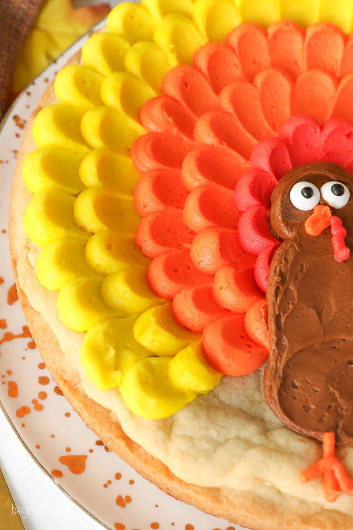 Easy Turkey Cake | Sugar Cookie Cake With Buttercream within Turkey Cake Template