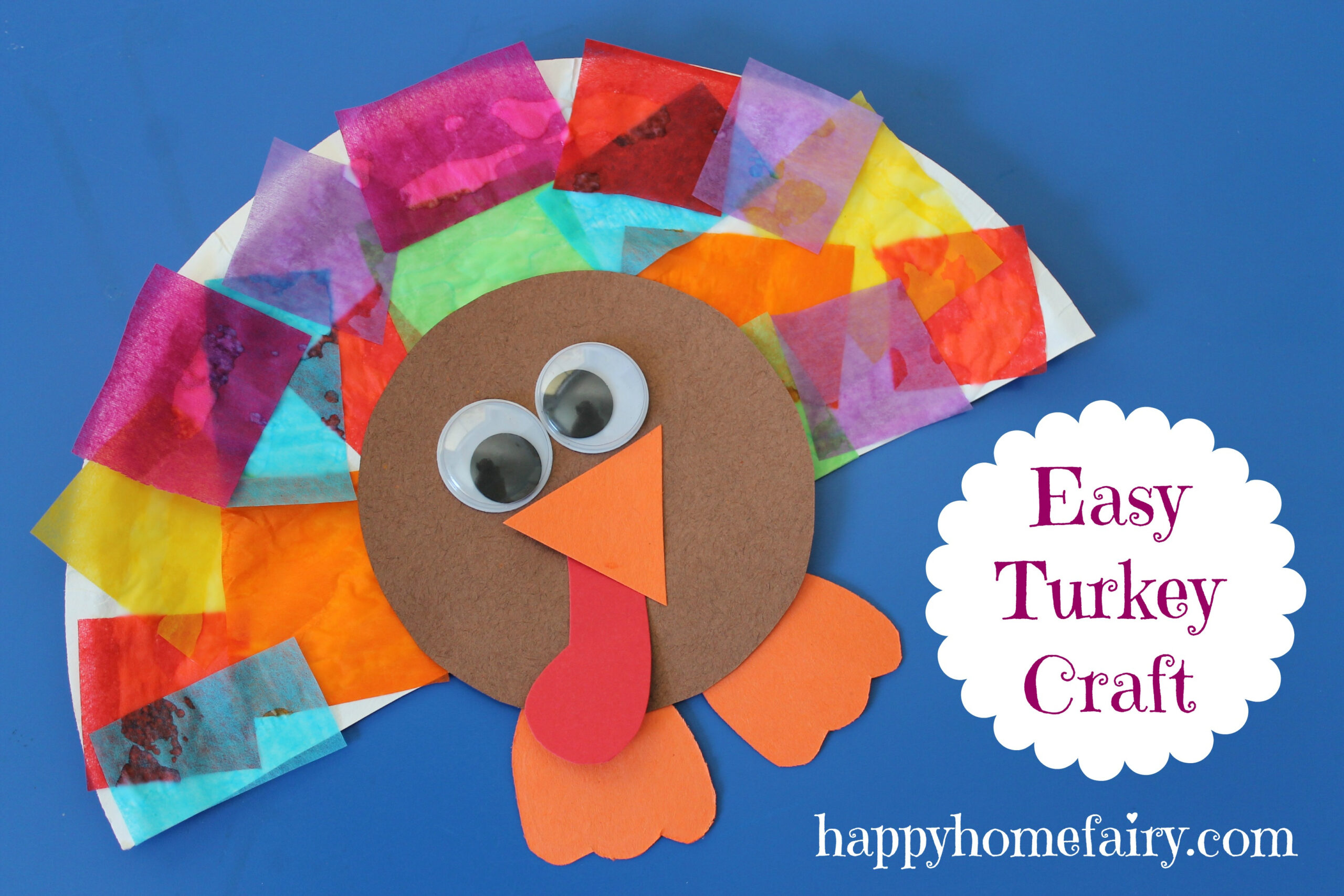 Easy Turkey Craft - Happy Home Fairy with regard to Tissue Paper Turkey Template