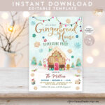 Editable Gingerbread House Decorating Party Invitation Rustic Cute With Gingerbread House Invitation Template