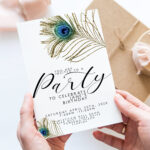 Editable Party Invitations Peacock Feather Glitter Invitation With Peacock Feather Invitation Template
