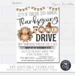 Editable Thanksgiving Food Drive Flyer: Community Event (Diy Corjl In Turkey Drive Flyer Template