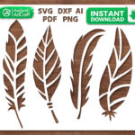 Elegant Feather Stencil Svg, Boho Feather Template For Diy Wall Within Fancy Feather Template