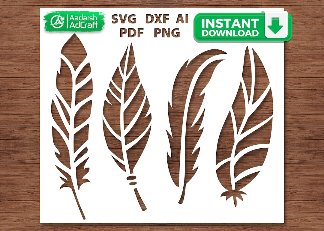 Elegant Feather Stencil Svg, Boho Feather Template For Diy Wall within Fancy Feather Template