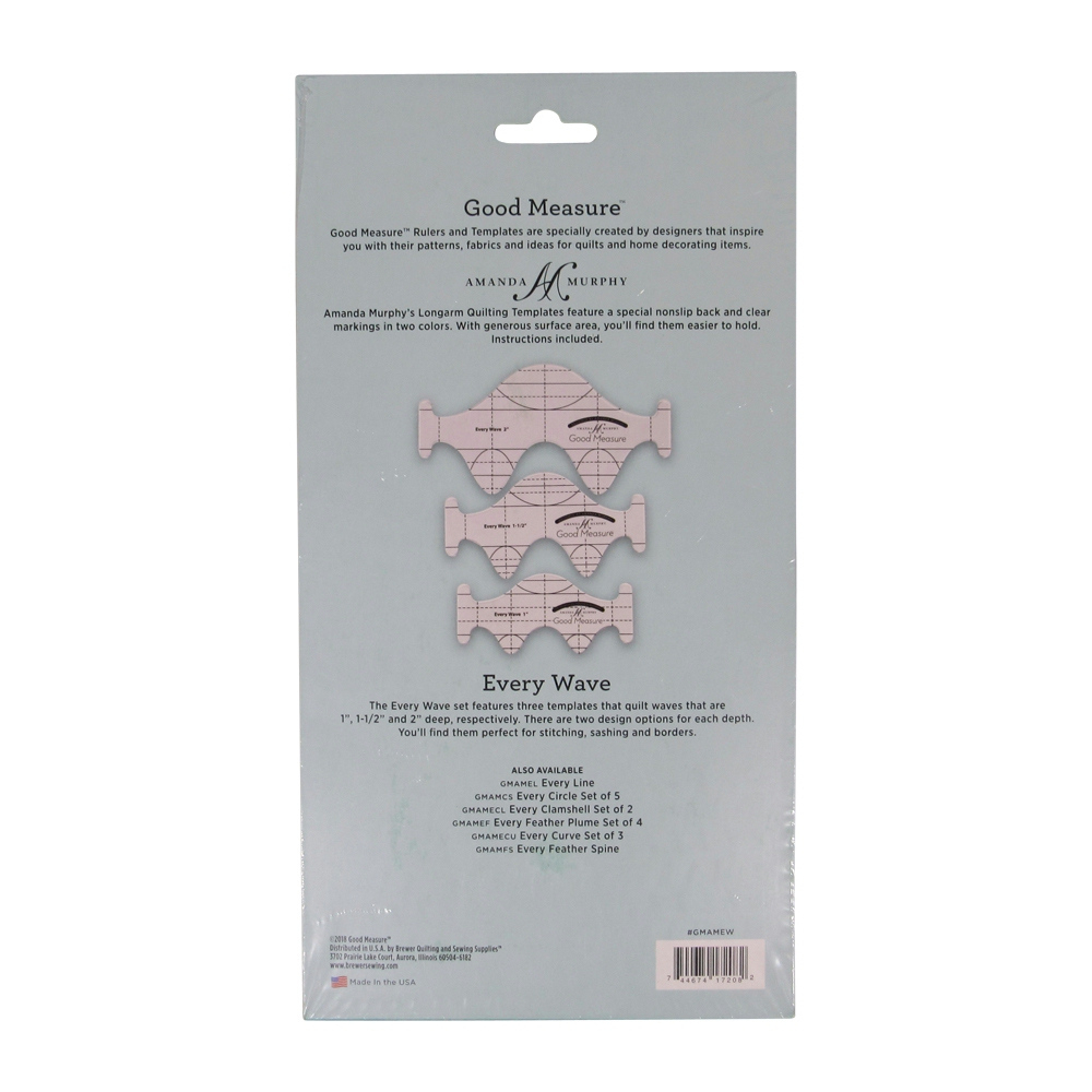 Every Wave Good Measure Longarm Quilting Template Ruleramanda with Feather Spine Or Wave Template