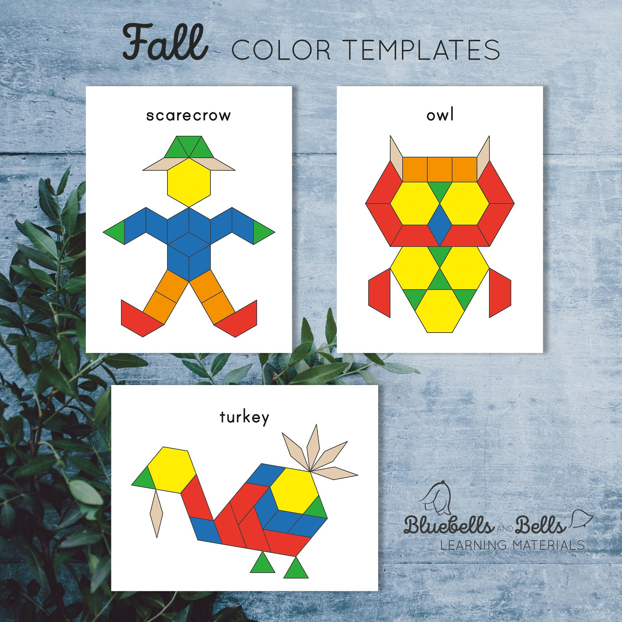 Fall Pattern Blocks Templates. Preschool And Kindergarten within Pattern Block Turkey Template