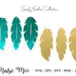 Faux Leather Feather Earring Svg Templates, Feather Earring Svg Regarding Cricut Feather Template