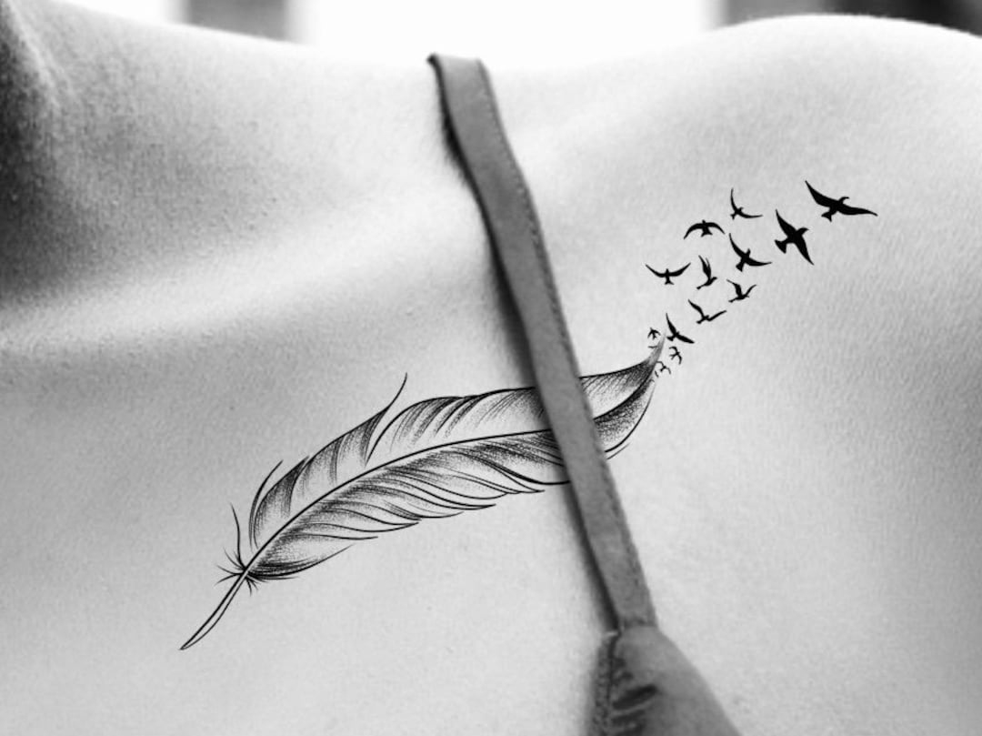 Feather Bird Temporary Tattoo - Etsy pertaining to Feather Helix Tattoo Template
