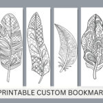 Feather Coloring Bookmarks: Set Of 4 Printable Designs (Pdf)   Etsy Uk Intended For Feather Bookmark Template
