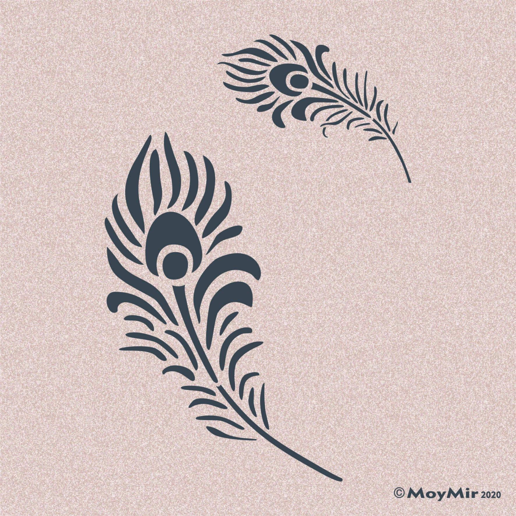 Feather Design Stencil For Walls Fabric &amp;amp; Crafts - Etsy Uk with regard to Paint Feather Template