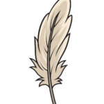 Feather Drawing   How To Draw A Feather Stepstep Inside Small Feather Cut Out Template