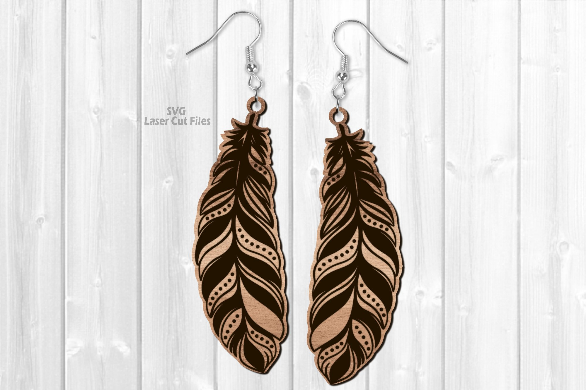 Feather Earring Svg Laser Cut Files | Boho Earrings Svg with Cricut Template Feather Earring Svg Free