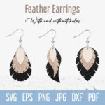 Feather Earring Svg Template, Boho Layered Faux Leather Earring Throughout Feather Leather Earring Template