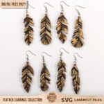 Feather Earrings Svg, Earrings Svg, Boho Earrings Svg, Hanging Pertaining To Laser Cut Feather Earrings Template