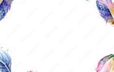 Feather Isolated On White Background. Tender Elegant Border with Feather Frame Template