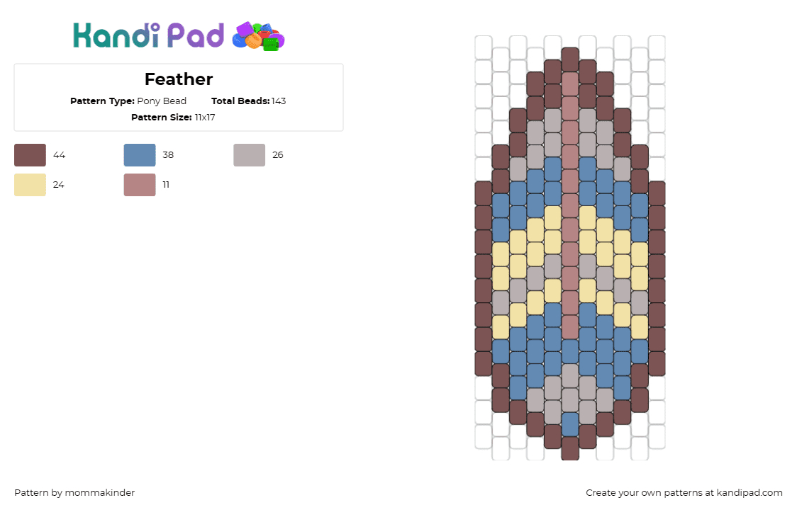 Feather - Kandi Pad | Kandi Patterns, Fuse Bead Patterns, Pony in Feather Bead Template