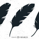 Feather Silhouette Illustration Set Vector Download For Silhouette Feather Template