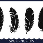 Feather Silhouettes Set. Png, Svg, Eps (4125518) Pertaining To Silhouette Feather Template