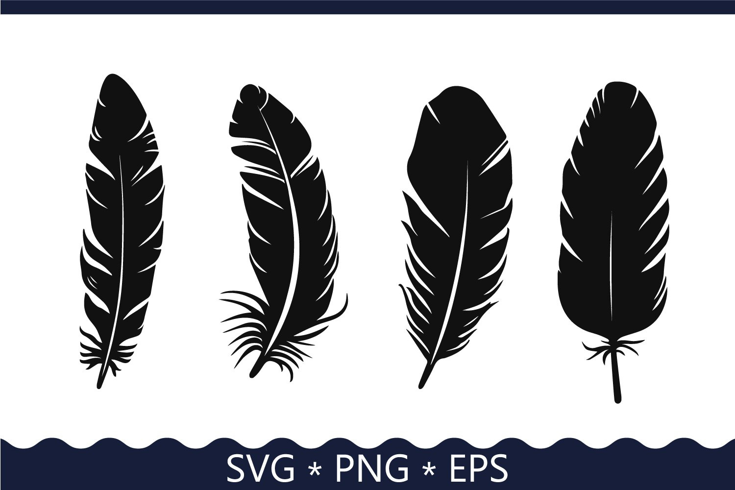 Feather Silhouettes Set. Png, Svg, Eps (4125518) pertaining to Silhouette Feather Template