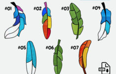 Feather Stained Glass Suncatcher Pattern Set • Seven Beginner throughout Stained Glass Feather Template
