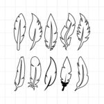 Feather Svg. Feathers Svg. Feather Clipart. Feather Silhouette With Cut Out Outline Feather Template