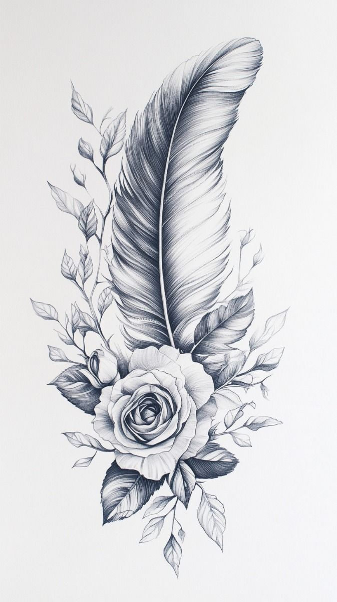 Feather Tattoo Drawings For Females in Feather Tattoo Template