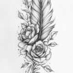 Feather Tattoo Drawings For Females Intended For Feather With Beads Tattoo Design Template