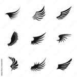 Feather Wings Icons Set. Simple Illustration Of 9 Feather Wings Inside Simpile Wing Feather Template