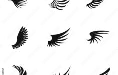 Feather Wings Icons Set. Simple Illustration Of 9 Feather Wings inside Simpile Wing Feather Template